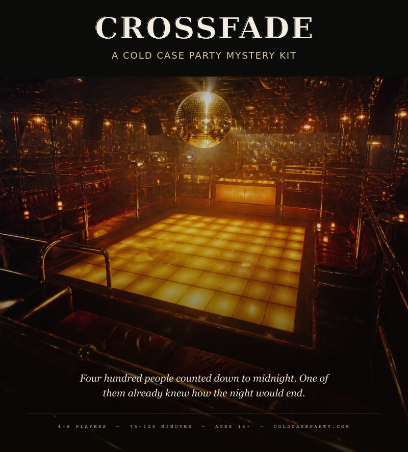 Crossfade printable murder mystery kit cover