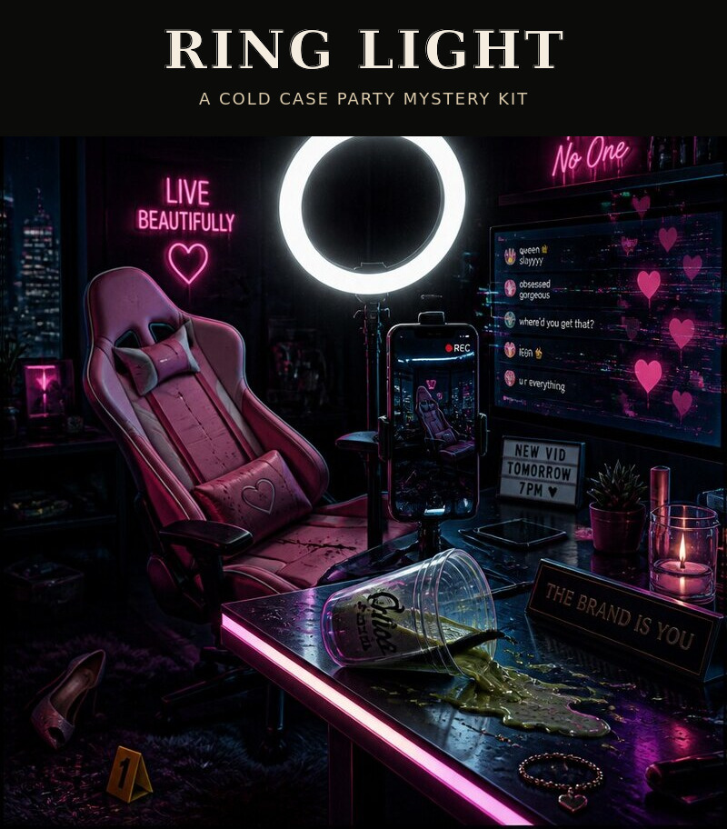 Ring Light printable murder mystery kit cover